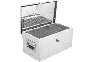 Joankaren 20 Inch Aluminum Diamond Plate Tool Box with Lock & Keys – Heavy Duty Waterproof Truck Storage Organizer Chest with