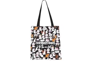 VAMSII Cat Aristocats Tote Bag Cat Fan Gift Cats Kitten Friends Gift Aristocats Canvas Shoulder (BLK-Everybody Wants tote)