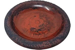 BIRDS AND BEYOND Bird Bath, Bowl Only - 19" Dia. Red & Charcoal Fiber Clay Bird Bath Bowl, lighweight 5lbs.