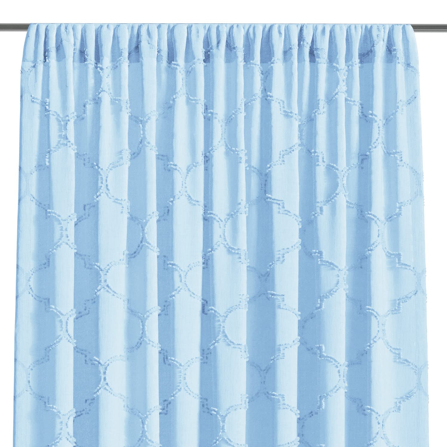 AmeliaHome Curtain 140 x 270 cm 1 Piece Semi-Transparent Ruffle Tape Light Blue Delva