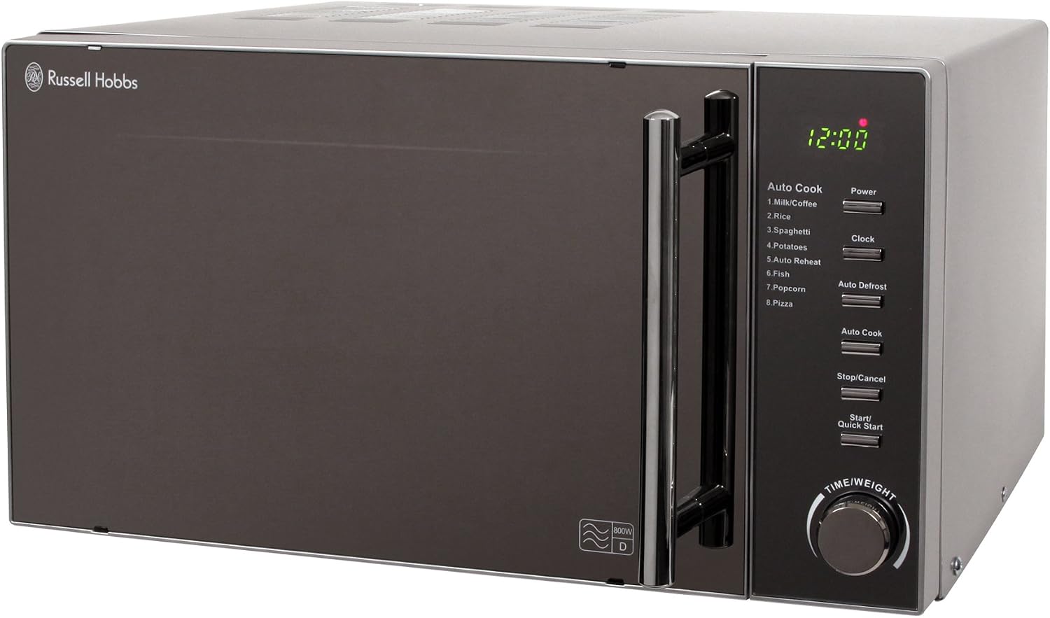 Russell Hobbs RHM2017 20L 800W Silver Digital Microwave, Child Safety Lock, Automatic Defrost, 5 Autocook Menus