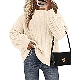 KIRUNDO Oversized Chunky Cable Knit Sweater Women 2026 Fall Fashion Cozy Long Sleeve Crewneck Pullover Winter Clothing