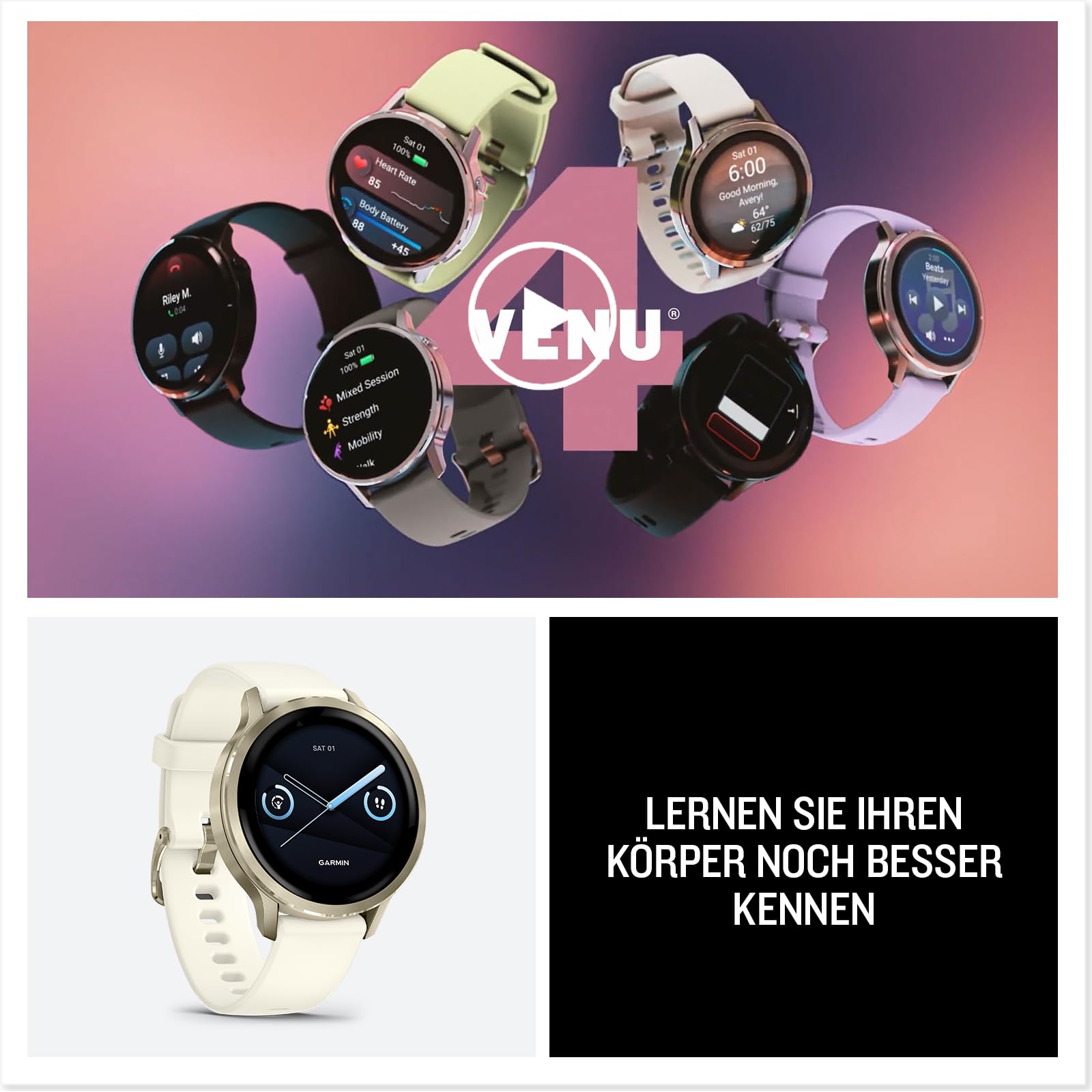 Garmin Venu 4 41mm - Fitness-Smartwatch, 1,2" AMOLED Touchdisplay, bis zu 10 Tage Akkulaufzeit, 80+ Sport-Apps, EKG, Health Status, Fitness Coach, Rollstuhlfunktionen, Telefonie, Taschenlampe 8