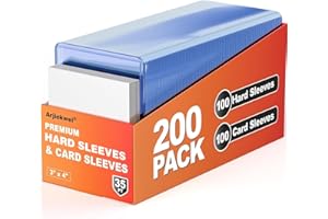 200 Card Sleeves Hard Plastic, Arjiekwei 3"X4" Baseball Cards Protectors Plastic, Premium Card Holder for Trading Sports Baseball Football Game Cards (100 Hard Sleeve + 100 Soft Sleeve)