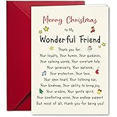 PTRUKD Christmas Card for Wonderful Friend, Poem Christmas Cards for Bestie BFF Soulmate, Xmas Holiday Gifts, Xmas to A Special Friend Card