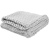 Vellux Weighted Throw Blanket, 9lbs - Full Size - Chunky Knit Blanket - Soft & Breathable - Home Decor Cozy Blanket for Couch, Sofa and Bed – Grey