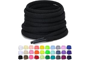 Puzeam 2 Pairs Oval Athletic Shoelaces 30 Colors 1/4" Half Round Shoe Laces for Sneakers