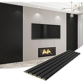 VESLARA 8-Pack WPC Wall Panels 118’’ x 6.3’’ 3D Slat Wall Panel Acoustic Wall Paneling for Interior Wall Decor TV Background 