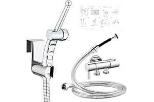 CREA Hand Held Bidet Sprayer Attachment, Adjustable Jet Toilet Bidet with Hose for Feminine Wash, Cloth Diaper Sprayer Set, Stainless Steel Chrome