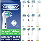 Caslynor Replacement Heads Compatible with Oral B Braun Pro 100, 500, 1000, Vitality, Smart, Genius, Cross Bristles for Deeper Plaque Removal, Pack of 12 Electric Toothbrush Heads Refills, White