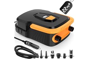 Dhapy Sup Pump, Paddle Board Pump, 22PSI Digital Electric SUP Pump with LCD, Auto-Off, Electric Inflator/Deflator, 12V DC Car Connector, with 6 Nozzles for Paddle Boards, Inflatables, Kayak