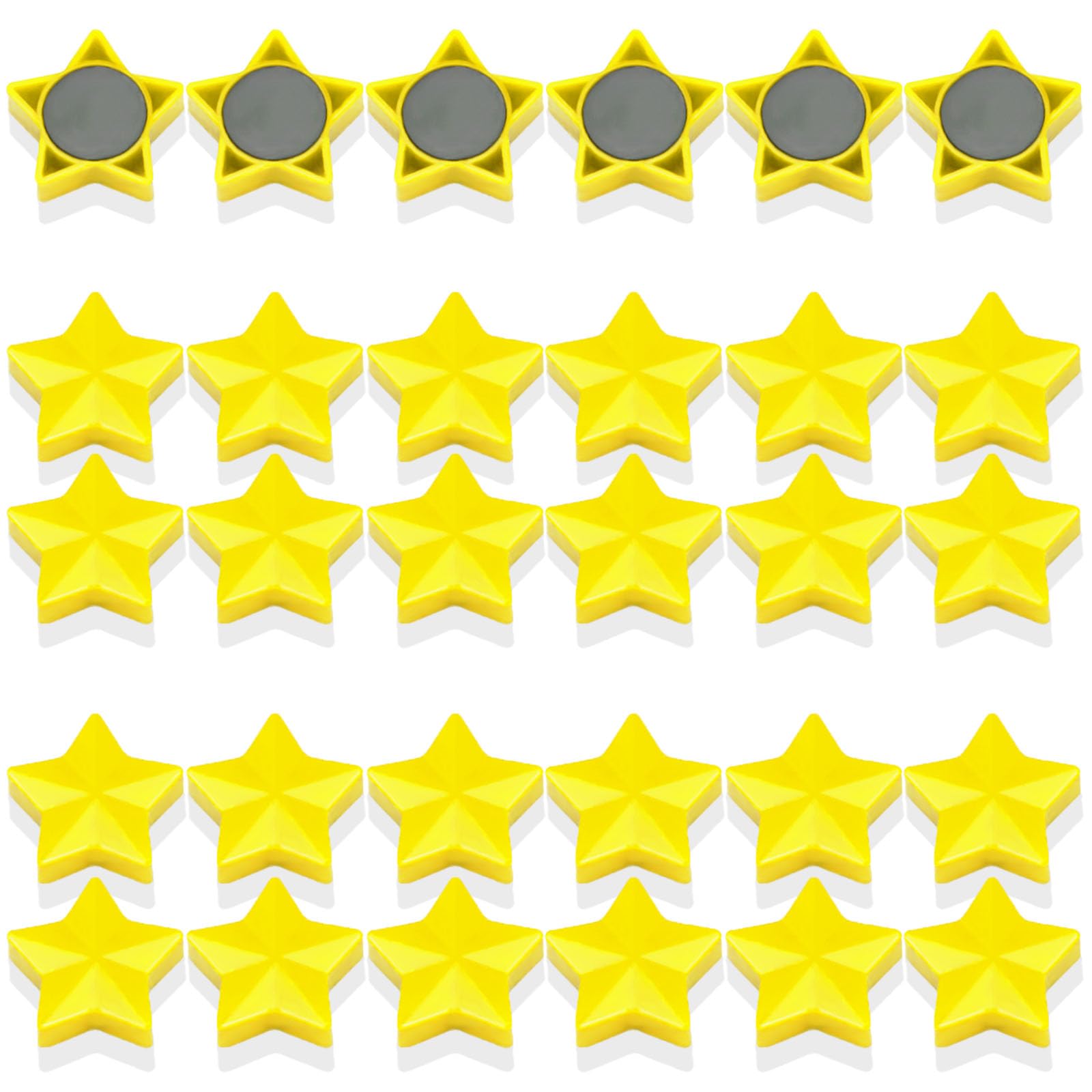 PYJLBX 30Pcs Fridge Magnets – Strong Mini Magnets for Whiteboard, Notice Board, Crafts – Heavy Duty Small Cute Magnets for Adults, Kitchen, Office, Home – Decorative Magnet Magnetic Dots (Star,Yellow)
