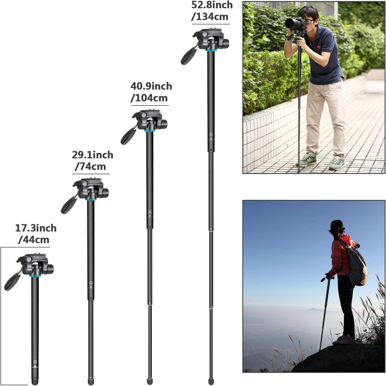 Neewer Portable 70 inches/177 centimeters Aluminum Alloy Camera Tripod Monopod with 3-Way Swivel Pan Head, Bag for DSLR Camera, DV Video Camcorder, Load up to 8.8 pounds/4 kilograms Blue(SAB264) : Camera & Photo