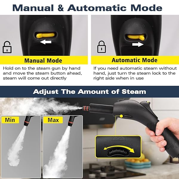 STEAM CLEANER, 1500W STEAMER CLEANING FAST HEATING MULTI-SURFACE STEAM CLEANER FOR HOME，STEAMER CLEANING FOR GROUT