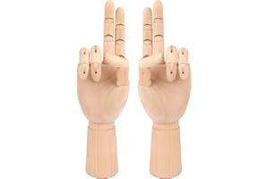 Framendino, 2 Pack 12" Flexible Wooden Hand Model Wood Art Mannequin Left Right for Sketching