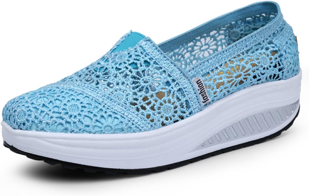 Women's Shoes Rocker Soles Mesh Breathable Platform Lightweight Comfortable Trainers Sneaker Fitness Outdoor Summer