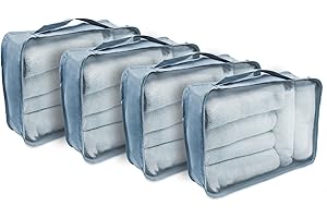 Rolling Nomad 4 Set Large Mesh Packing Cubes for Suitcases, Backpacking, Blue