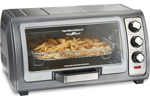 Hamilton Beach Toaster Oven Air Fryer Combo with Large Capacity, Fits 6 Slices or 12” Pizza, 4 Cooking Functions for Convecti