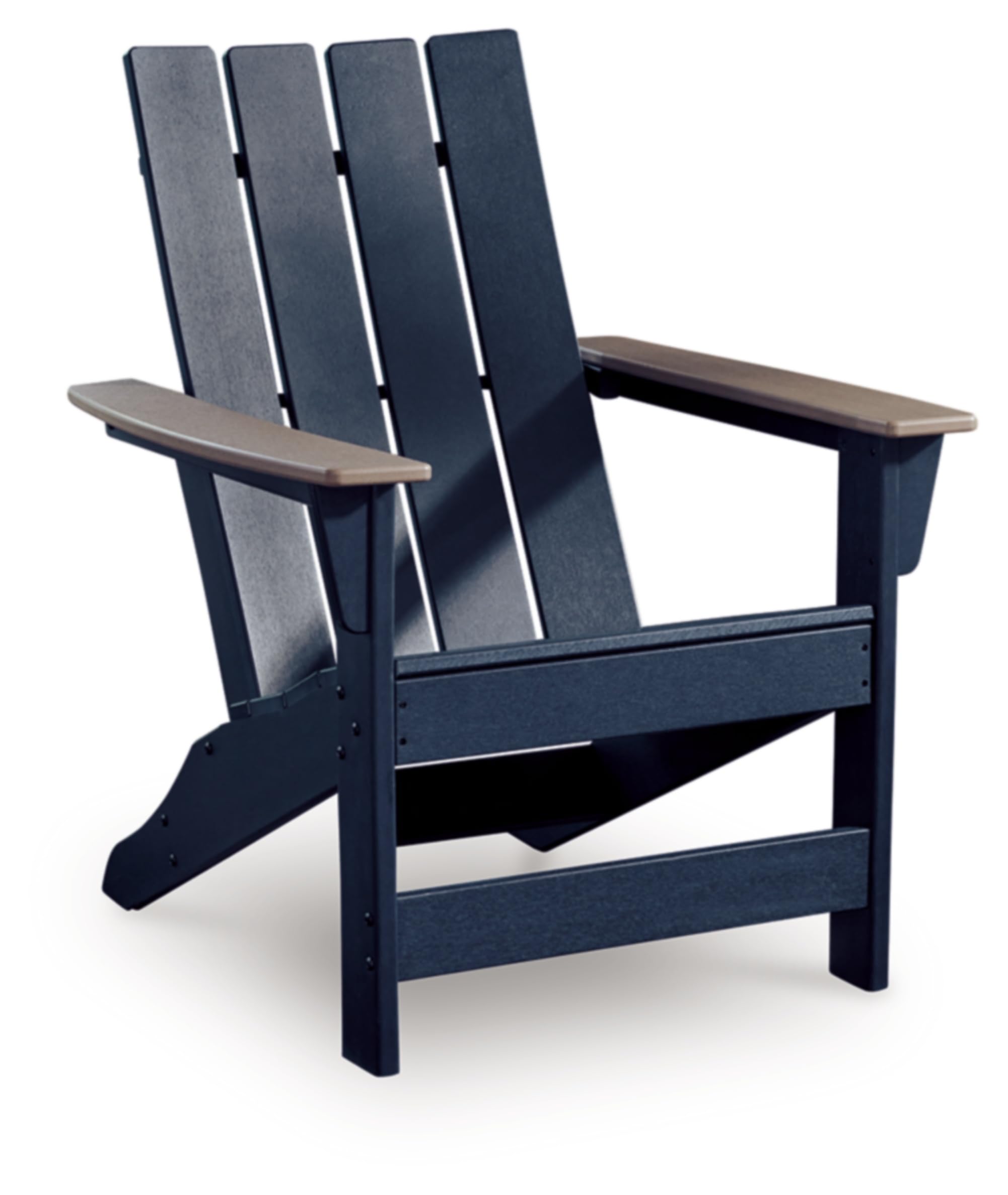 Signature Design by Ashley Mabry Shores Coastal MEGA-TUFF™ HDPE Weather Resistant Outdoor Adirondack Chair with Slat Back, Blue & Beige Image