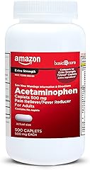 Amazon Basic Care Extra Strength Pain Relief, Acetaminophen Caplets, 500 mg, Pain Reliever/Fever Reducer, 500 Count (Packagin