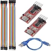 ALMOCN 2PCS USB to TTL Serial Converter Adapter Type-C FT232RL Module 3.3V 5.5V + USB C Cable with Breadboard Jumper Wires Compatible with Arduino