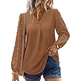 siliteelon Womens Long Sleeve Tunic Tops for Fall Fashion 2026 V-Neck Loose Fit Boho Shirt for Casual Holiday Dressy Work