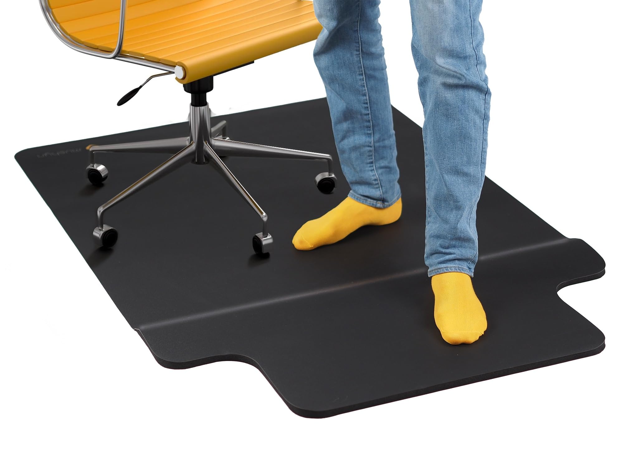 Photo 1 of Office Chair Mat with Anti Fatigue Cushioned Foam - Chair Mat for Rolling Chairs with Foot Rest Under Desk - 2 in 1 Standing Desk Anti-Fatigue Comfort Mat for Hardwood Floor - 54”x 36” (Matte Black)