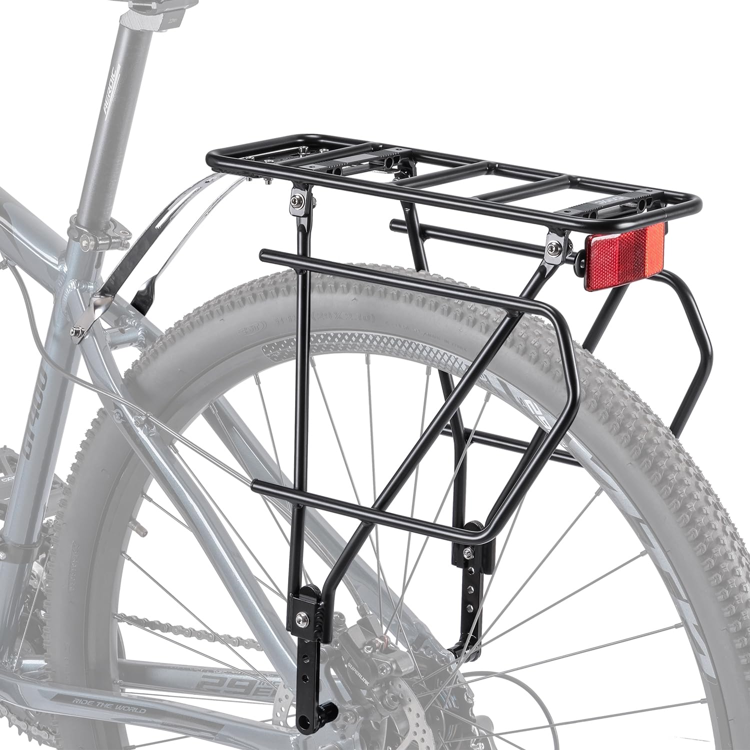 CXWXC Rear Bicycle Pannier Rack, Aluminium, Black, 27kg Load Capacity, 29 Inch Wheels