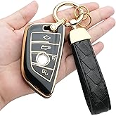 Bqepe for BMW Key Fob Cover Keychain Fit for 2 5 6 7 Series X1 X2 X3 X5 X6 Smart Key Shell Case (Black)
