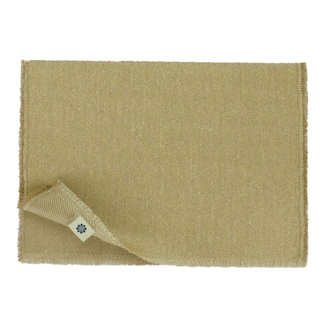 Linen & Cotton Washable Table Mats Set of 2 Aurum - 74% Linen, 26% Cotton, Beige Gold (30 x 45 cm) Rectangle Place Mats Tablemats Placemats Cloth Fabric for Home Kitchen Wedding Restaurant