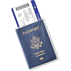 Pack of 2 Waterproof Clear Passport Cover Plastic Passport Protector, Travel Essentials unisex-adult, with Vinyl ID Card Prot
