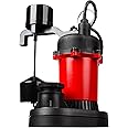 Red Lion RL-SP33V 115-Volt, 1/3 HP, 3137 GPH Aluminum and Thermoplastic Sump Pump with Vertical Switch and 8-Ft. Cord, Red, 1