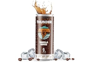 Thunder Coffeemilk - 11 oz Aussie Style Cold-Brewed Canned Coffee (Latte), Convenient Coffee Can for Grab & Go, Natural Protein-Rich Cold Brewed Drink in Handy Cold Brew Cans, Vanilla, 12 Pack