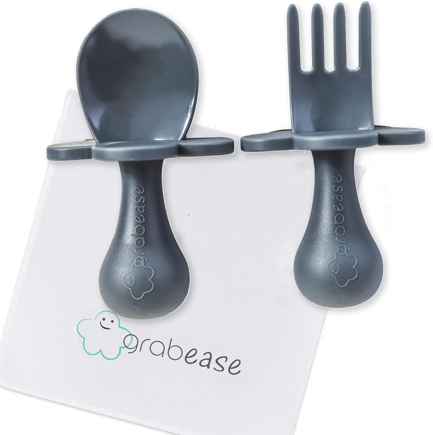 Grabease Toddler Utensils Baby Utensils Baby Forks for Self Feeding Bpa-Free & Phthalate-Free for Baby & Toddler, 1 Set, Gray
