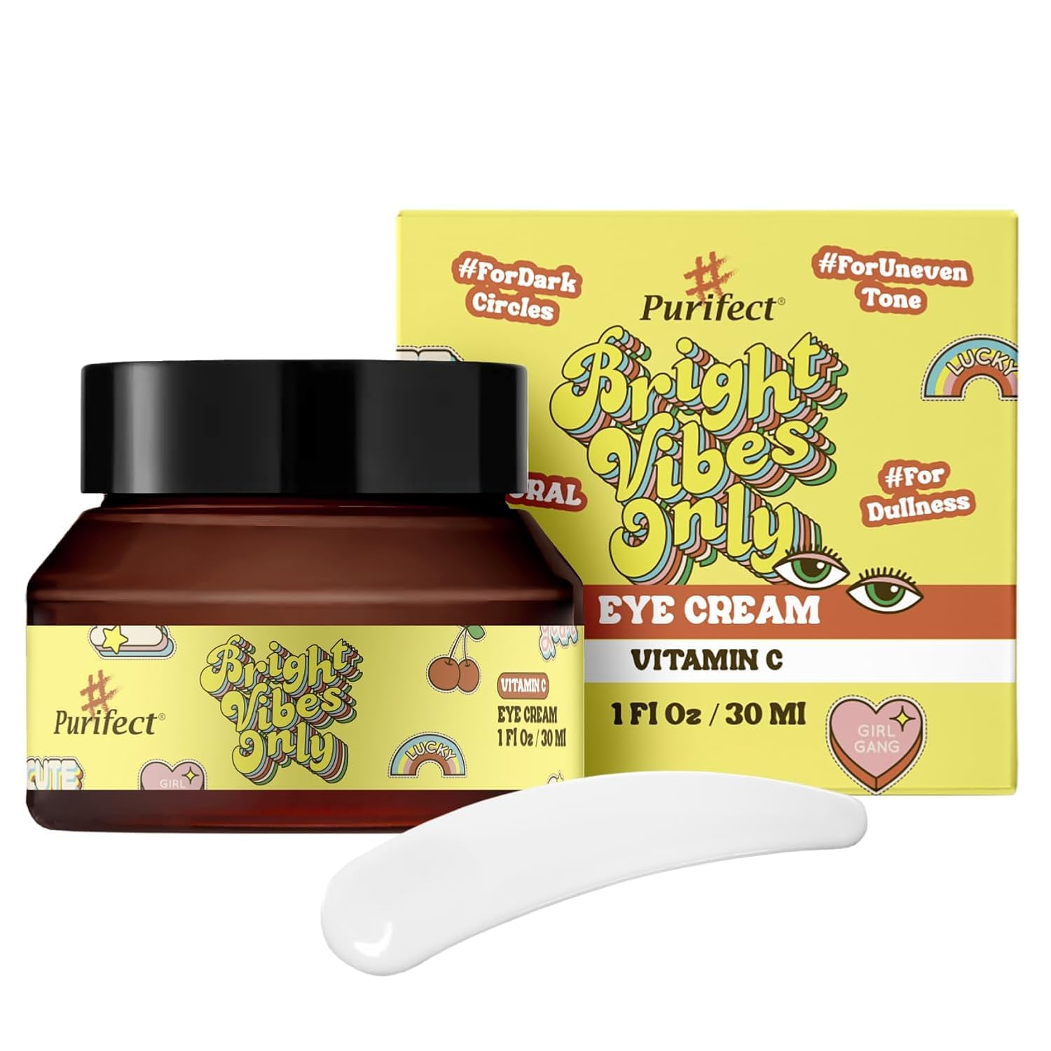 Purifect Bright Vibes Only Vitamin C Eye Cream, Vitamin C Cream Helps Reduce Dullness and Dark Circles, Leaves Young Skin Refreshed and Vibrant 30ml