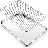 Large Baking Sheet with Rack Set, E-far 20”x14” Stainless Steel Cookie Sheet Pan for Oven Cooking Roasting, Rimmed Metal Tray