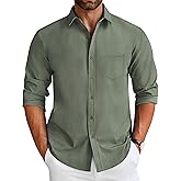 COOFANDY Men's Long Sleeve Button Down Shirt Wrinkle Free Untucked Dress Shirt Casual Denim Shirt