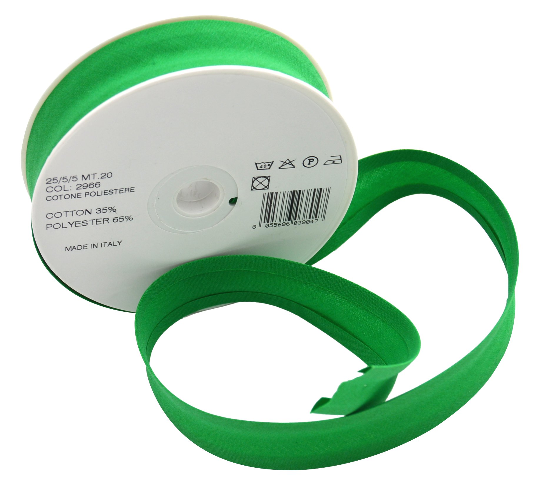 Trimz Polycotton Bias Binding Tape - 25mm x 20m Roll - 35% Cotton 65% Polyester Single Fold Bias Tape for Sewing and Quilting - Emerald Green โ image 1