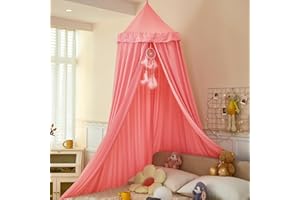 dix-rainbow Princess Decor Canopy for Kids Bed, Soft and Durable Bed Canopy for Girls Room Tent Canopy Dreamy Mosquito Net Bedding, Children Reading Nook Canopies Indoor (Coral Pink)