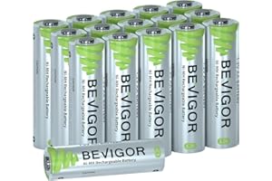 BEVIGOR AA Rechargeable Batteries 16 Pack, 2800mAh High Capacity, 1.2V Ni-MH Low Self Discharge AA Batteries