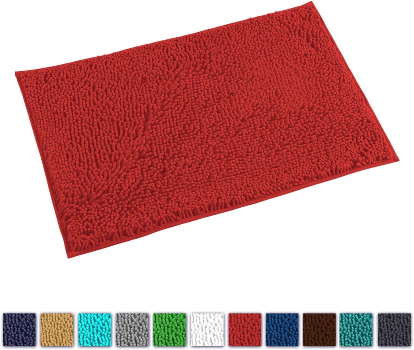 LuxUrux Christmas Bathroom Rugs Red Bath Mat - Extra-Soft Plush Bath Shower Bathroom Rug, Super Absorbent Shaggy Bath Rug. Machine Wash & Dry (20 x 30, Red)