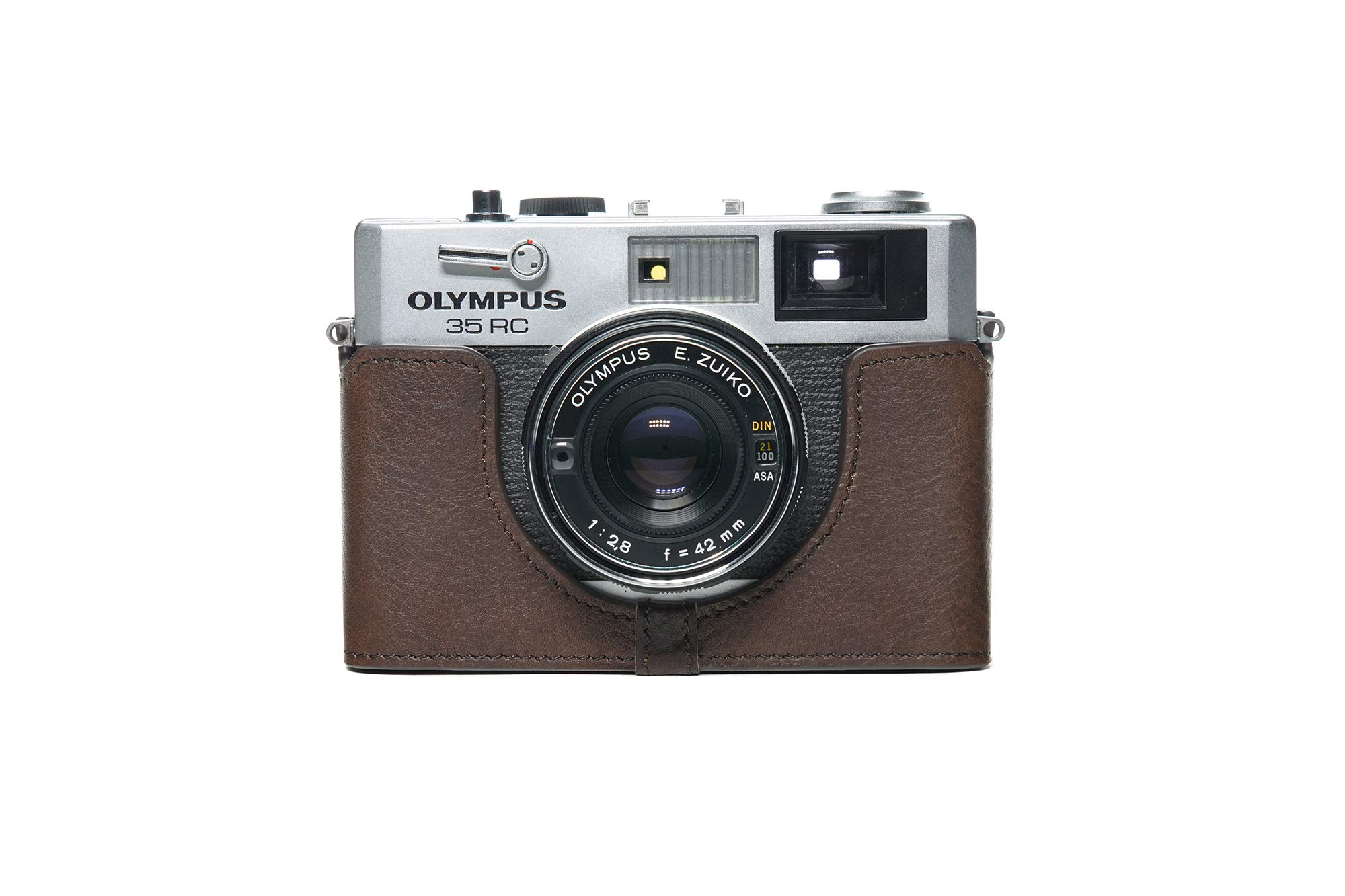 Onpro Case for Olympus 35 RC Camera, Zakao Handmade Genuine Real Leather Half Camera Case Bag Cover With Hand Strap (Coffee) - 35mm Film Format