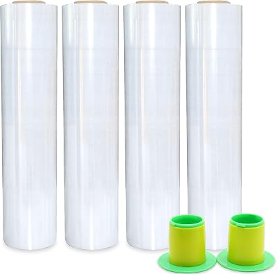 BOMEI PACK 4 Pack Industrial Clear Pallet Stretch Wrap 20mic 400mm x 260m
