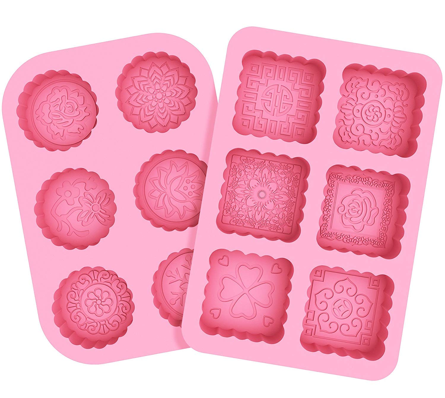 Silicone Soap Mold BETOY 2PCS Soap Making Molds 6 Cavity DIY Soap Molds Baking Mold Cake Pan Biscuit Chocolate Mold Cupcake Muffin Soft Baking Pan Mould for DIY Homemade Craft
