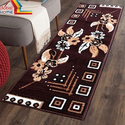 Global Home Multicolor Modern Long Lasting, Washable Rugs/Carpet/Floor Mat (22 X 55 Inch), Brown