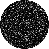 Yholin 2000pcs Glass Seed Beads Bulk,4mm 6/0 Craft Seed Beads Small Pony Beads for DIY Craft Projects Bracelets Necklace Jewelry Making - Black Waist Beads Spacer Beads with Tweezers