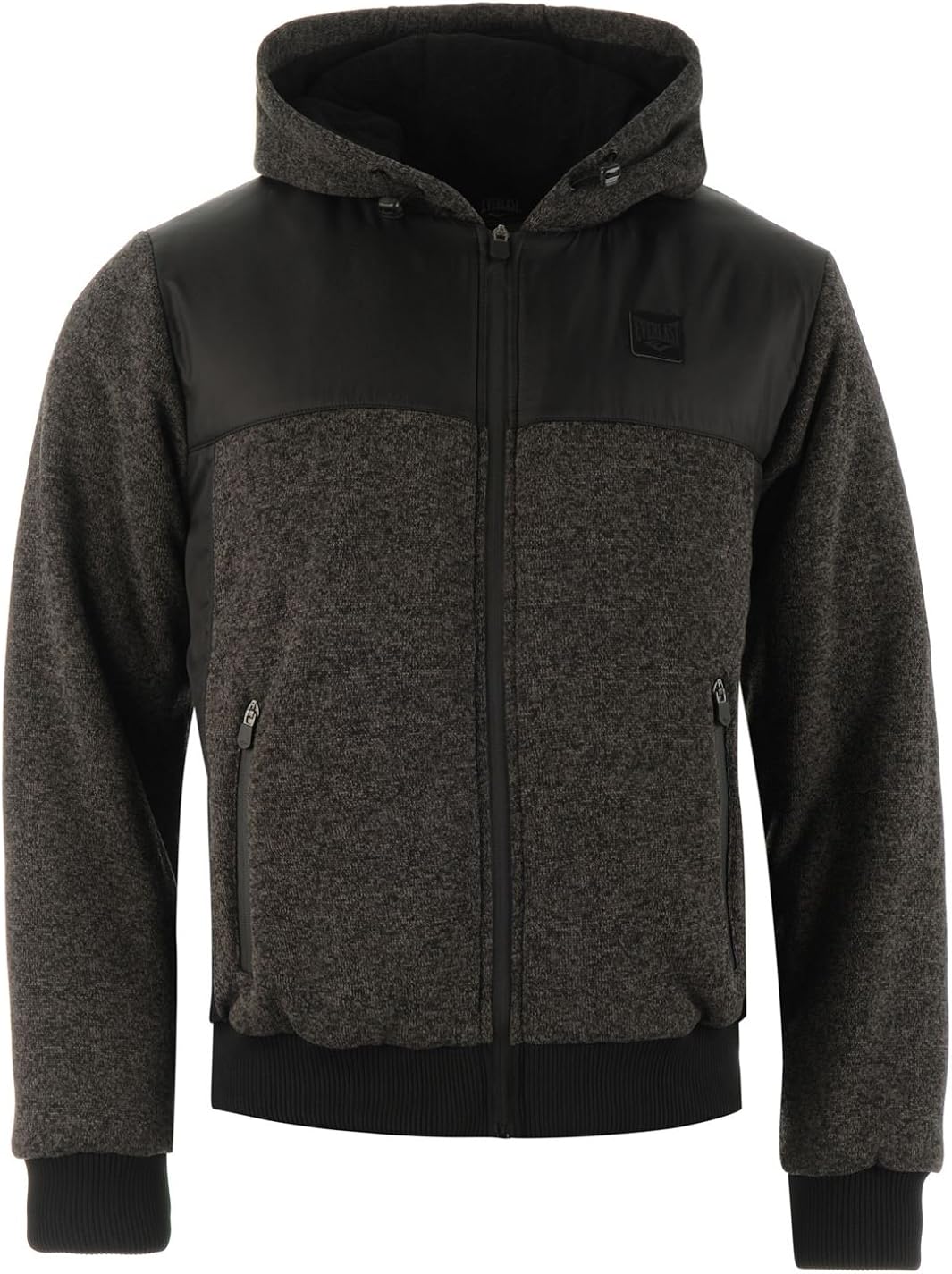 Everlast Mens Lined Zip Jacket Padded Coat Top Long Sleeve Hooded Full Charcoal Twist XXL