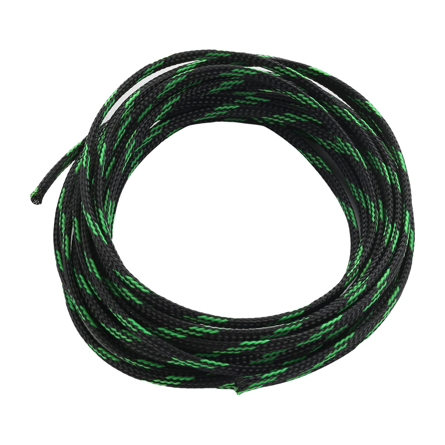 Othmro 5m Cable Tidy Sleeve, Diameter 12mm, Braided Cable Management Protector, Cable Organizers Wire Tidy Tube for Desk TV PC, 1 Pc Black and Green