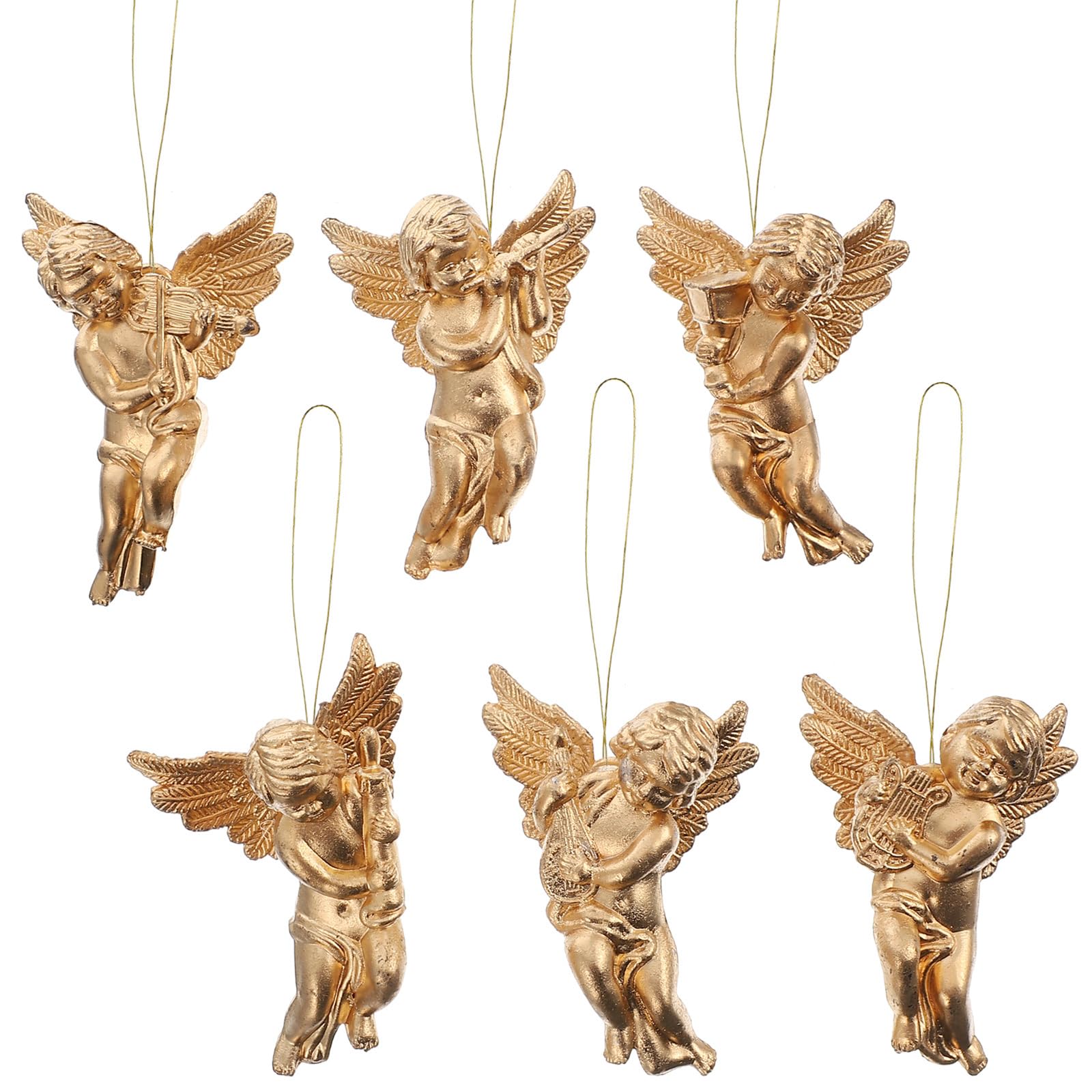 MAGICLULU 24Pcs Gold Hanging Angels Mini Hanging Angels Christmas Tree Ornaments for Christmas Season Holiday Decor