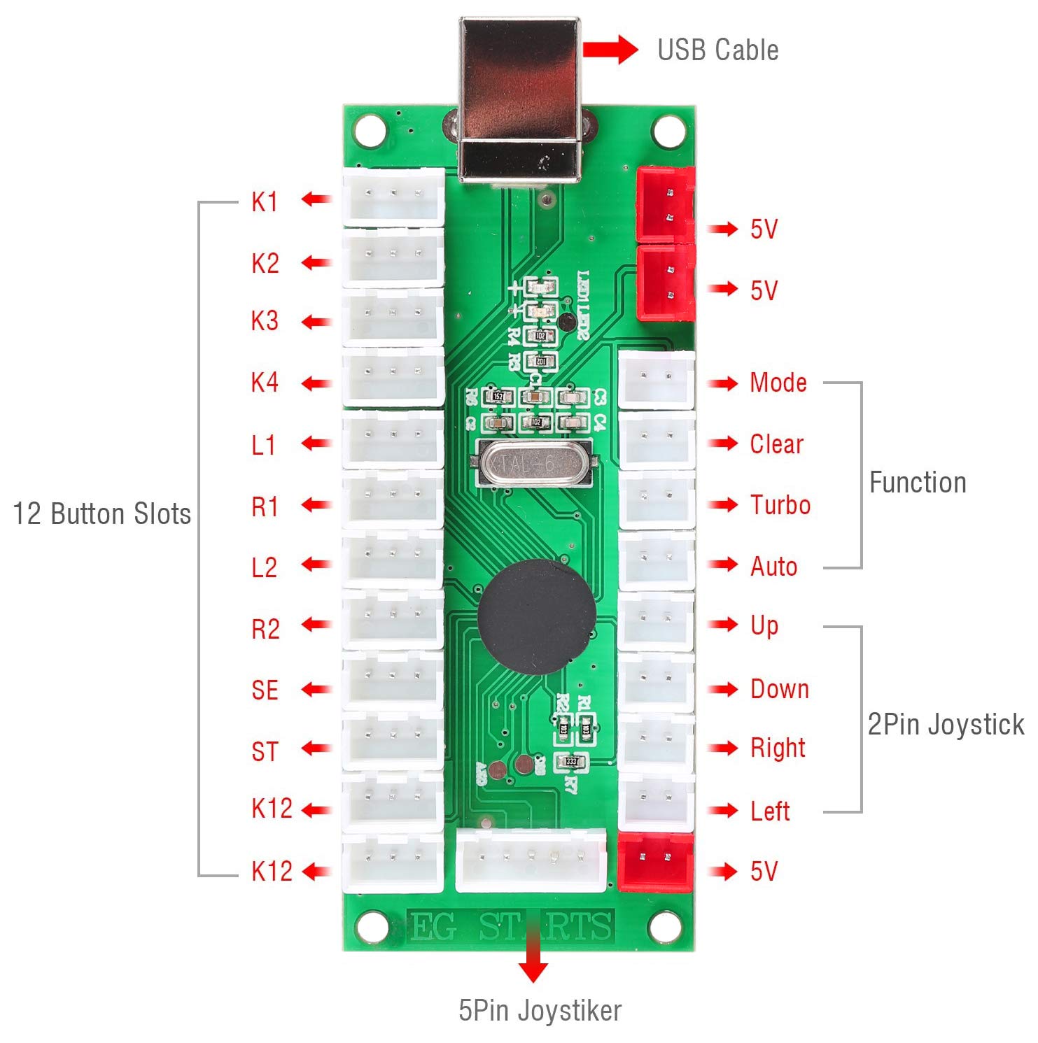 Mua EG STARTS 2 Player Arcade Contest DIY Kits USB Encoder To PC ...